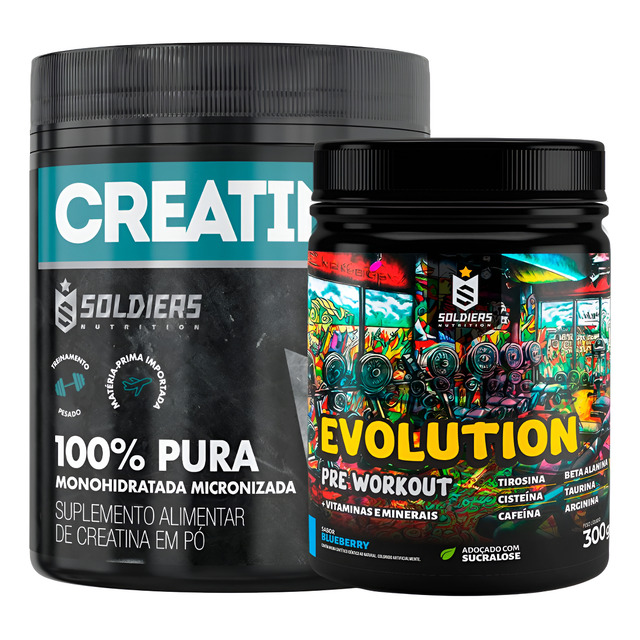 Kit: 1 Creatina 300g +1 Evolution 300g - Soldiers Nutrition Kit: 1 Creatina 300g +1 Evolution 300g - Soldiers Nutrition