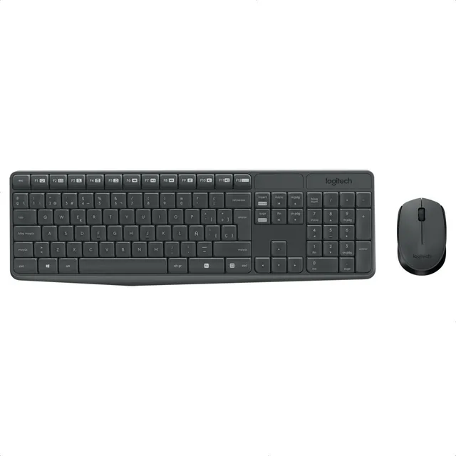 Kit de teclado y mouse inalámbrico Logitech MK235 Español de color Gris Grafito