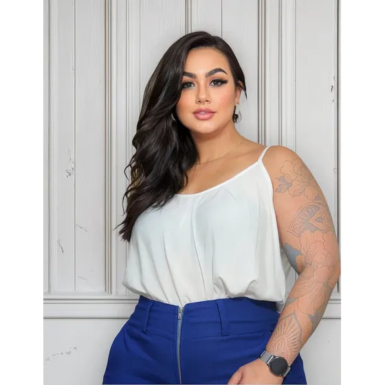 Blusa Regata Alcinha Plus Size Basica Com Alça Ajustável