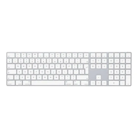 Teclado bluetooth Apple QWERTY inglês internacional cor prata e branco