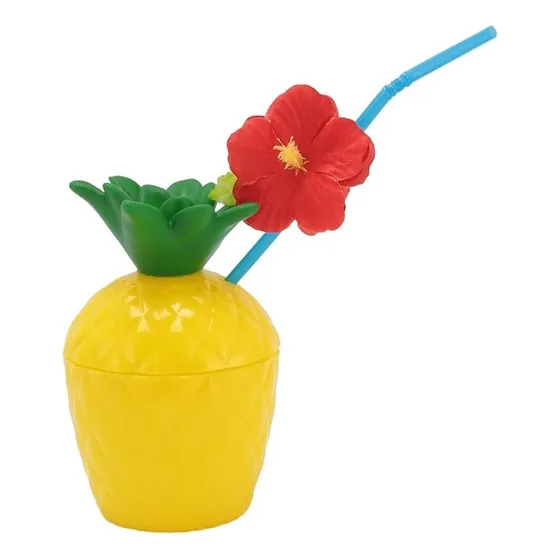 Vaso Pitillo Piña Decoración Fiestas Temática Playa