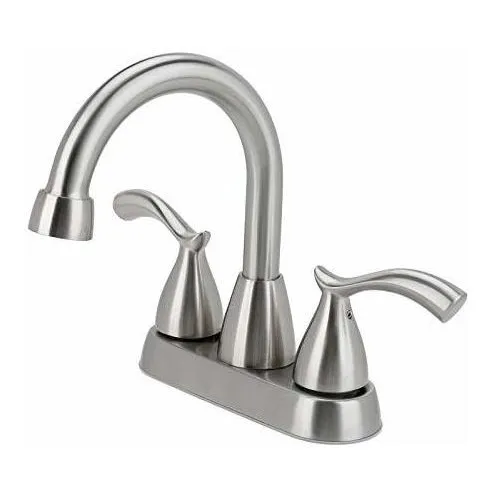 Grifo Baño Niquel Cepillado 2 Asa Fregadero Cuarto Centro 3