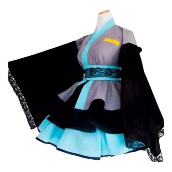 Disfraz Para Niños Miku Hatsune Vocaloid Yukata Kimono Anime Azul 15-17
