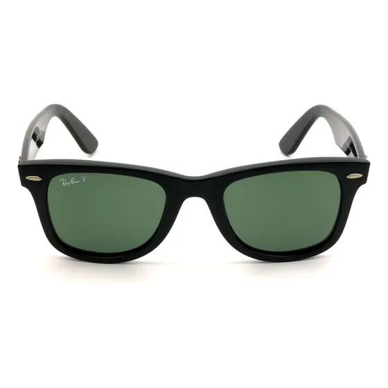 Anteojos de sol polarizados Ray-Ban Wayfarer Ease talle Standard armazón gloss black y lente green
