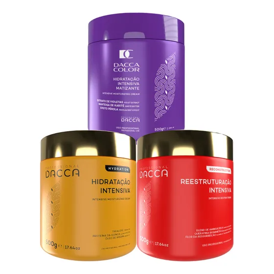 Dacca Professional Kit Hidratação + Matizador + Reconstrução Tratamento Capilar