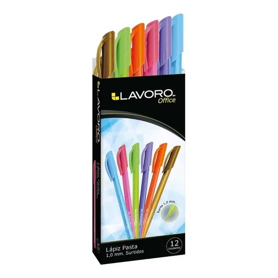 Lápiz Pasta Semigel 1.0 Mm Surtidos Lavoro 12 Unidades