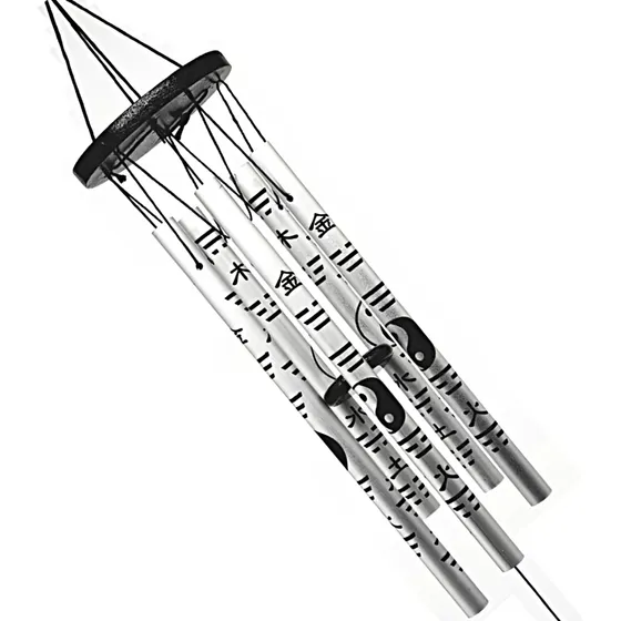 Móvil Campana De Viento Wind Chimes Ying Yang 45cm 5 Tubos.