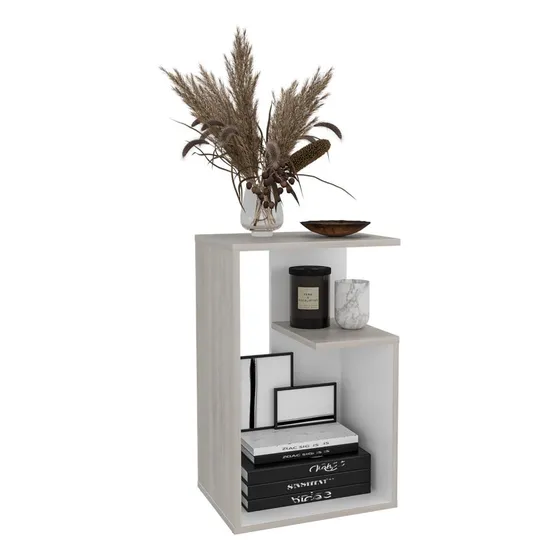 Mesa De Noche Evert, Tivoli Y Blanco Duqueza Acabado Mate Color Beige