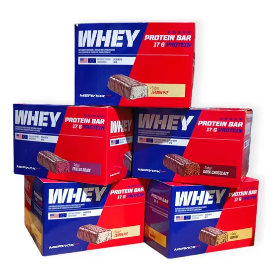 Whey Protein Bar 60 U. 46g 5 Caja Mervick Nueva Presentacion