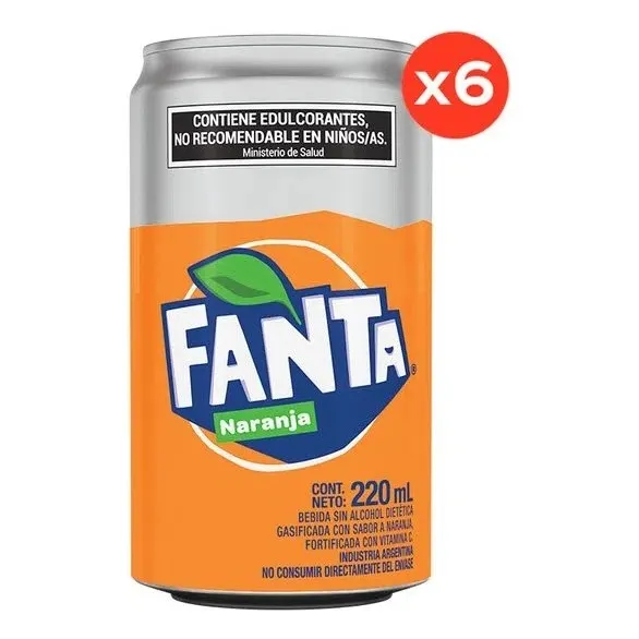 Fanta Zero Naranja Lata 354ml Pack X 6 Unidades