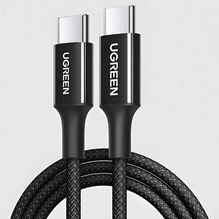 Cabo Rápido Ugreen Tipo-c Para Tipo-c 3a Nylon - 2 Metros Cor Preto