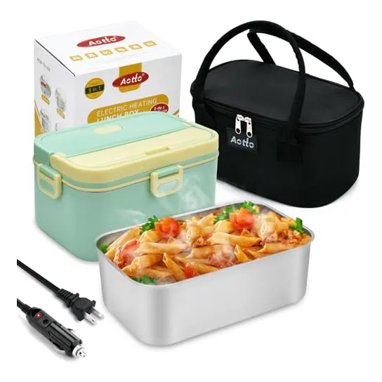 Aotto Caja De Almuerzo Eléctrico, 12v 24v 110v 3-en-1 1b36y