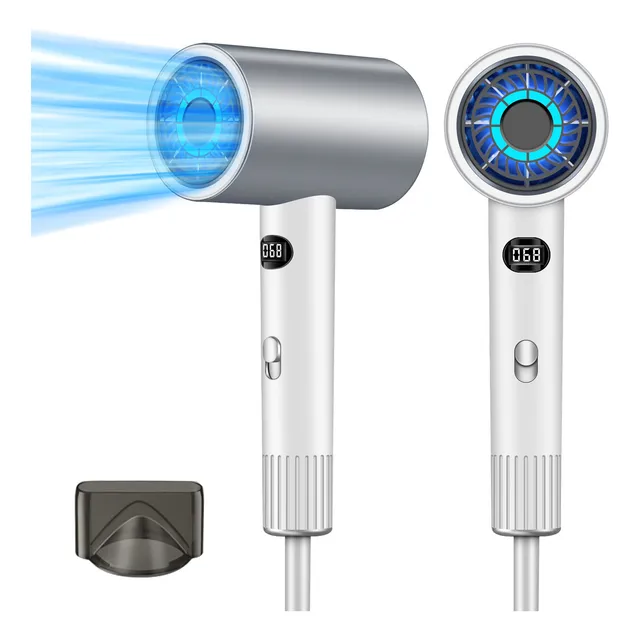 Secadoras De Cabello Ciicii® Motor Sin Escobillas 2200W y 4D Blue Light Con Pantalla Led 18000rm 3 Temp Iones Negativos Secado Ultra Rápido Secadora Profesional Para Uso Doméstico Y Salón