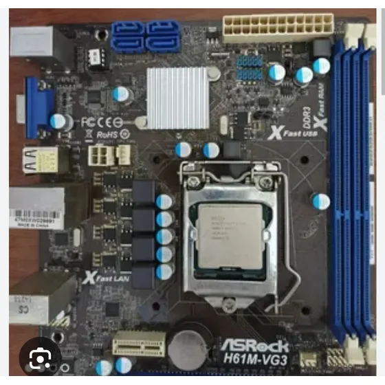 Placa Madre Asrock Pro H61m-vg3 + Cpu Core I3 + Ram Dr3-4gb.