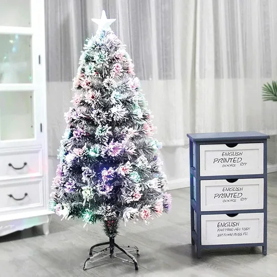 Arbol Navidad Punta Blanca Con Luz Led Y Estrella 110v