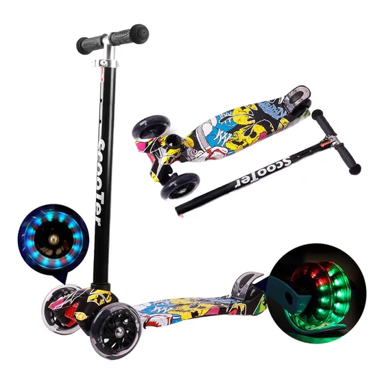 Monopatín Scooter Con Luces Led 3 Ruedas Colores Ajustable