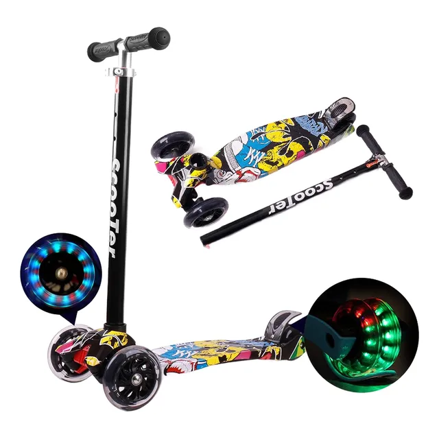 Monopatín Scooter Con Luces Led 3 Ruedas Colores Ajustable