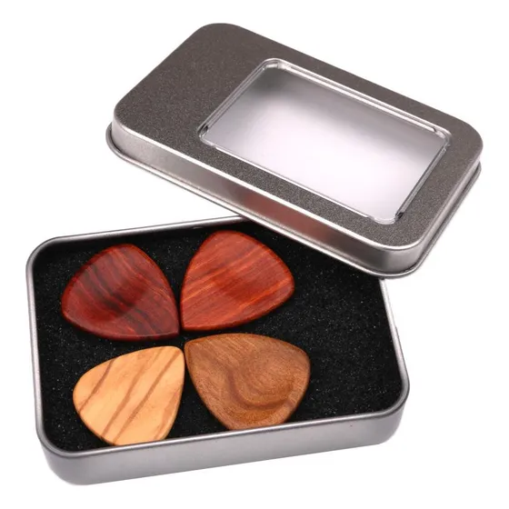 4 Piezas Púa Picks Plectro Con Caja De Hierro Set