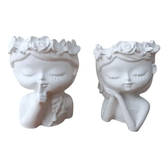 30 Mini Macetas De Yeso Muñeca Para Suculentas O Velas Blanco