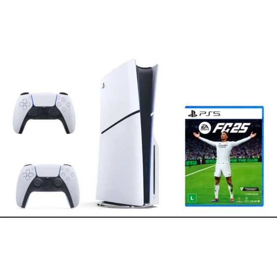 Console Playstation 5 Slim  2 Controles + Ea Fc 25 Ps5 Novo Lacrado  Nfe 2024