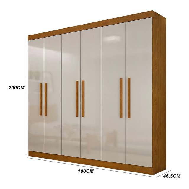 Guarda-roupa Casal Malibu 6 Pt Imbuia E Off White Guarda-roupa Casal Malibu 6 Pt Imbuia E Off White