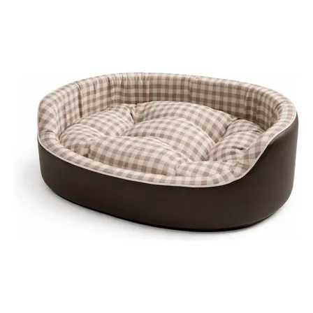 Cama Cachorro Gato Pet Confortável Impermeável Caminha Bege Xadrez M