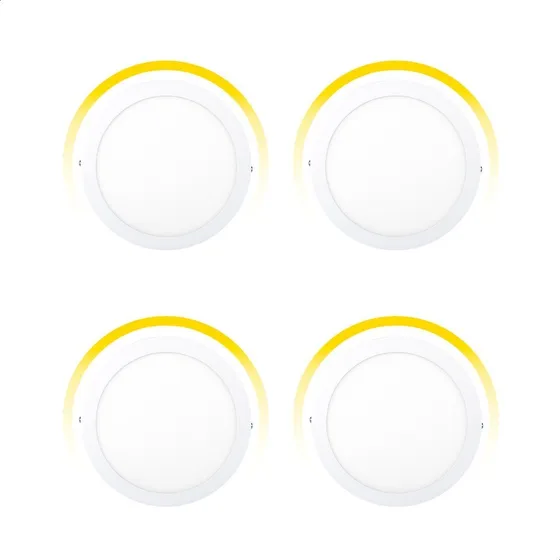 Panel Led Icon Downlight Direccional 12w Cálido Pack 4 Pzs Estructura Amarillo