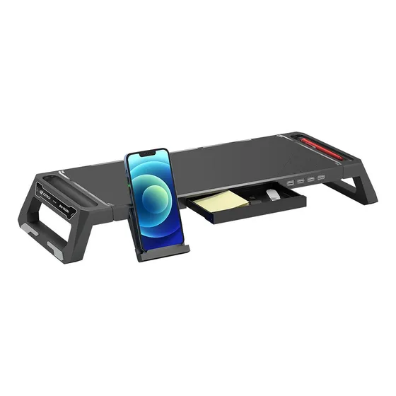 Base Para Monitor C3tech Bm-100bk Com Hub Usb E Gaveta