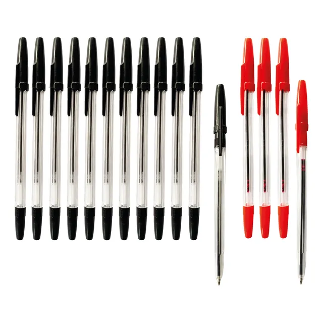 Boligrafo Tinta Seca Th91a Pack X 16u (12u Negro + 4u Rojo)