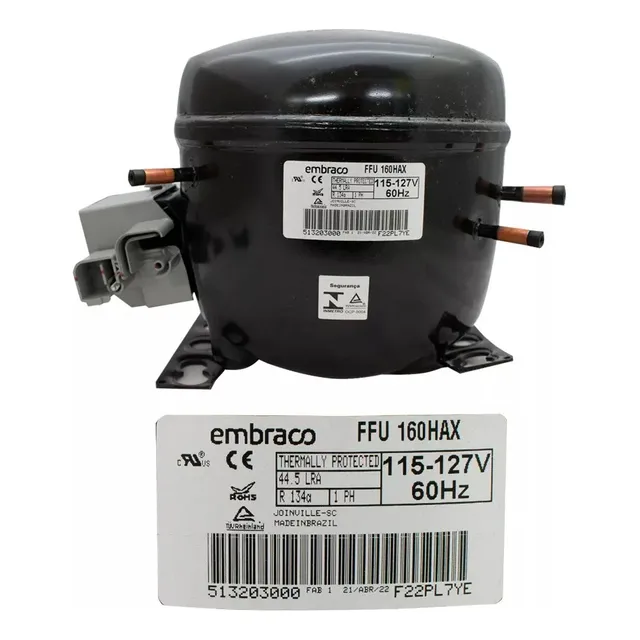 Ffu160hax Compresor Embraco 1/2 Hp R134 115v Lbp 60hz