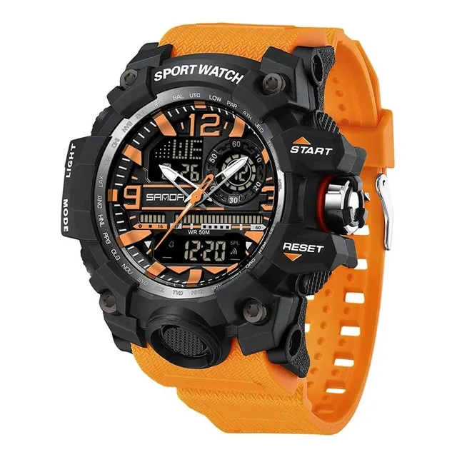 Reloj Deportivo Sanda 3133 Análogo-digital Naranja Bisel Negro