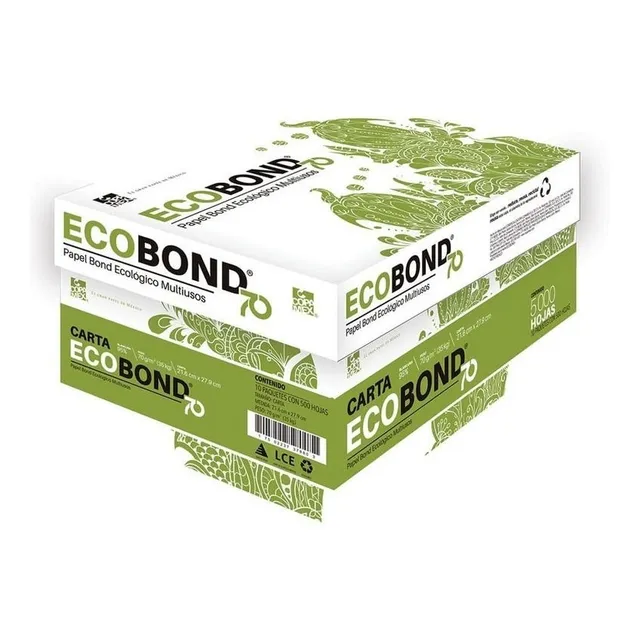 Caja De Papel Bond Blanco Tamaño Carta Ecobond 5000 Hojas