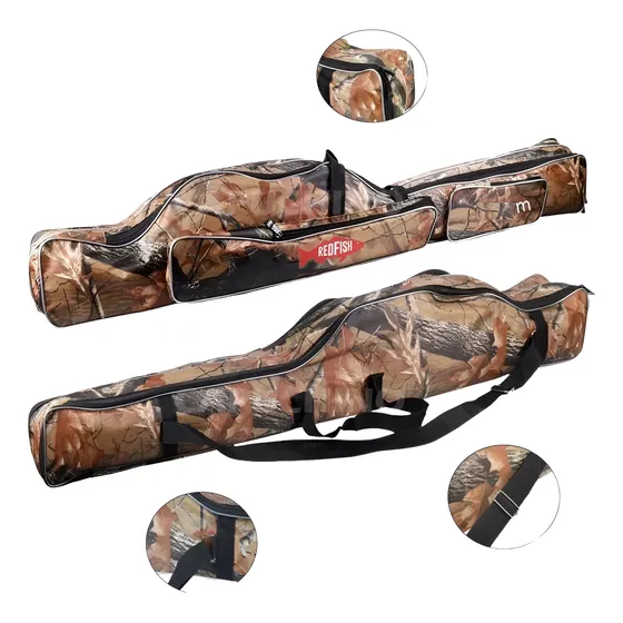 Funda Bolso Caña De Pescar Camuflada 130 Cm Dos Cierres Fish