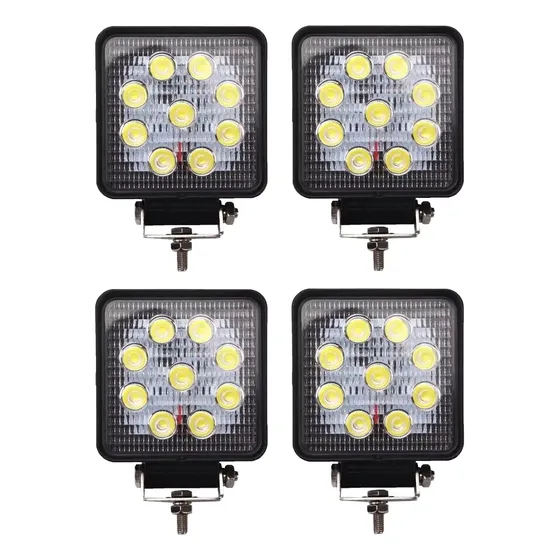Kit 4 Faros Led Tuning 2430lm Cuadrados Cuatri 27w Tractor