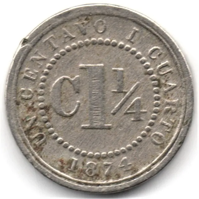 1 1/4 Centavo 1874 Níquel