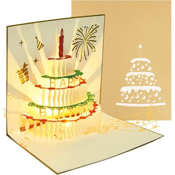 3d Cumpleaños Tarjeta Con Torta