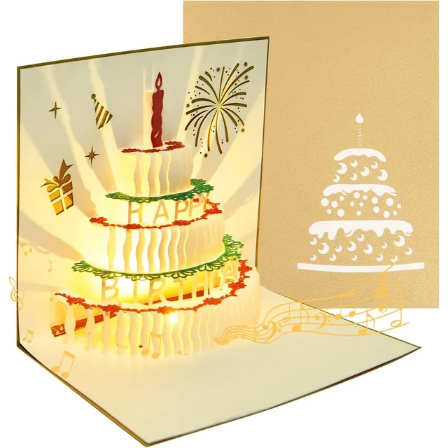 3d Cumpleaños Tarjeta Con Torta