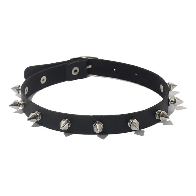Choker Gargantilla Collar Cuero Puas Spikes Aesthetic Punk