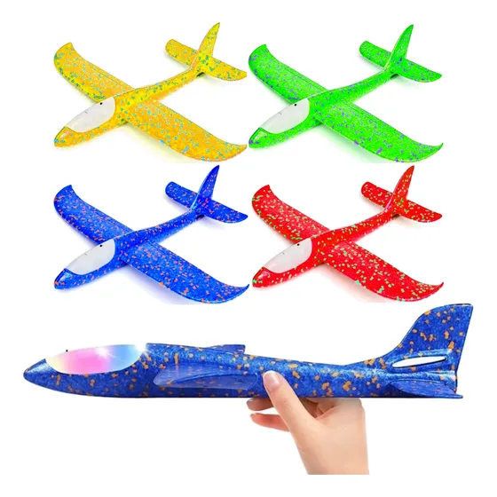4 Avião Planador P/ Brincar No Parque Voa Alto 50cm Com Luz