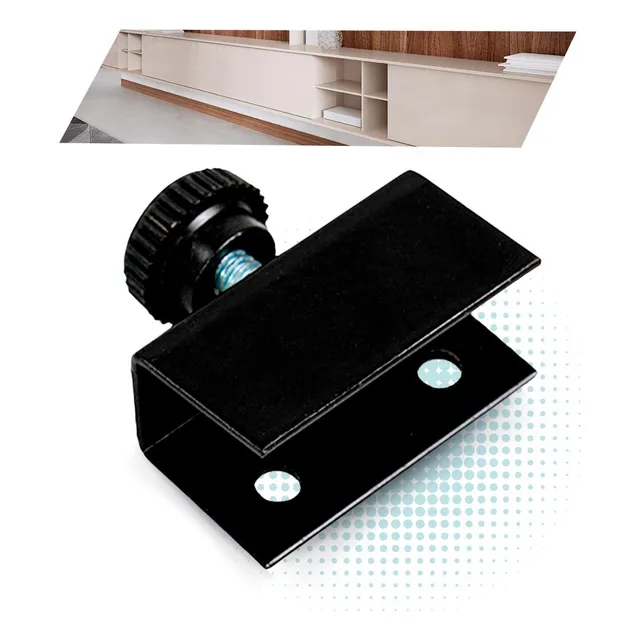 Sapata Pé Nivelador Regulável 1/4 Preto Chapa U 15mm - 8un