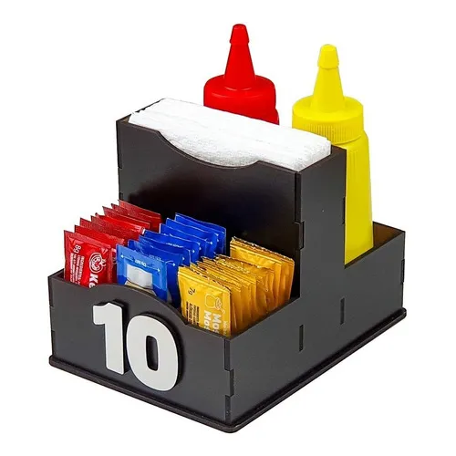 CutLaserBrasil 10 Un. Porta Guardanapo Mdf Restaurante Bares Lanchonete Top Cor Preto