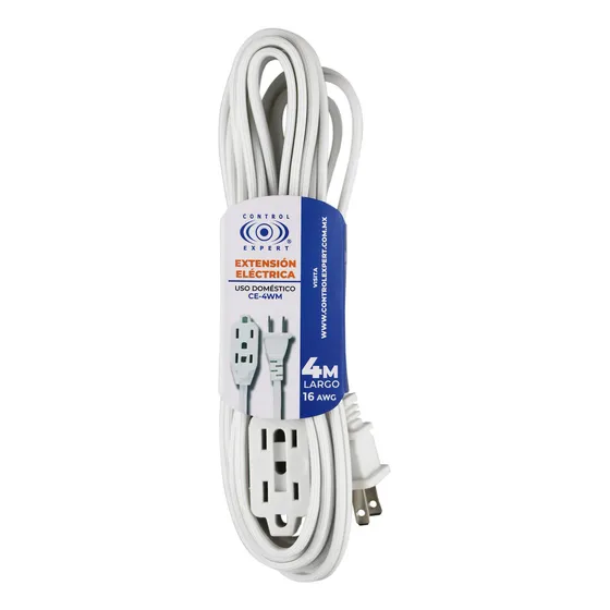Extensión Eléctrica Hogar Y Oficina 4 Metros Color Blanco