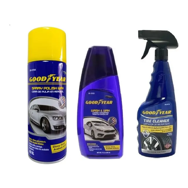 Kit Limpieza Exterior Carro Shampu+ Cera Spray +limpia Rines