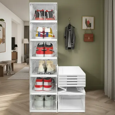 Sapateira Vertical Armário Sapato Tênis 6 Andares Caixa Sapato Vitrine Vertical Multiuso - Branco Branco