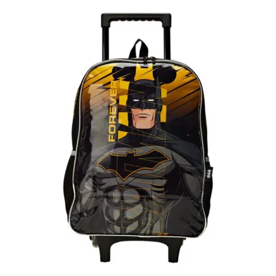Mochila Infantil Escolar Batman Com Rodas Preto 2.1l Luxcel
