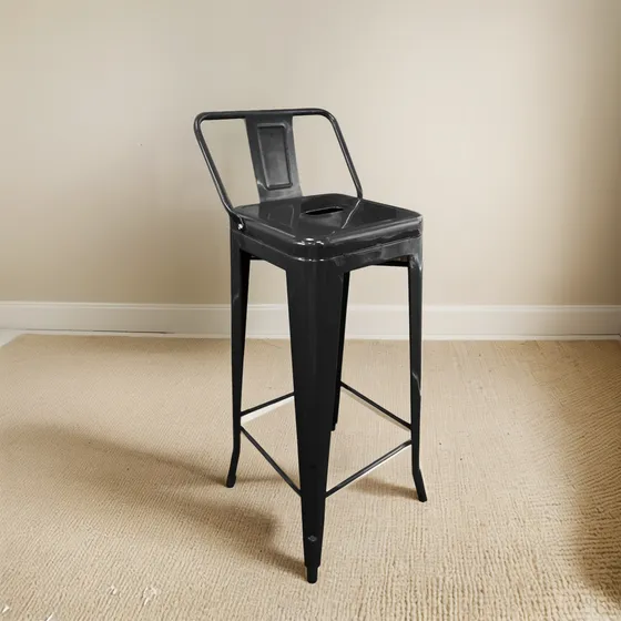 Banqueta Taburete Alta Silla Tolix Cocina Con Respaldo Bajo