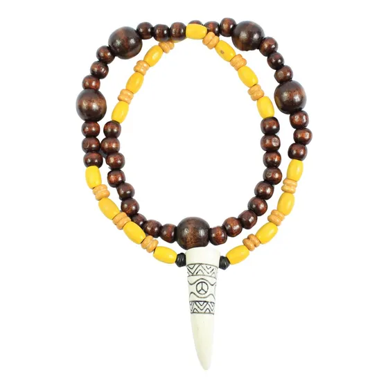 Colar Xamânico Indigena Com Dente Tribal Sementes