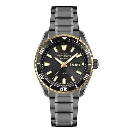 Relógio Technos Masculino Automático Bicolor - 8205pc/1p Grafite Preto