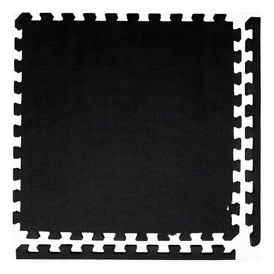 Piso Goma Eva + Bordes Infantil Entrenamiento 10mm 1x1 Metro Color Negro Liso