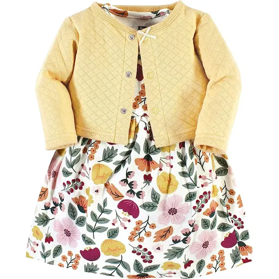 Hudson Baby Baby Girls' Quilted Cardigan And Dress, Fall Bot